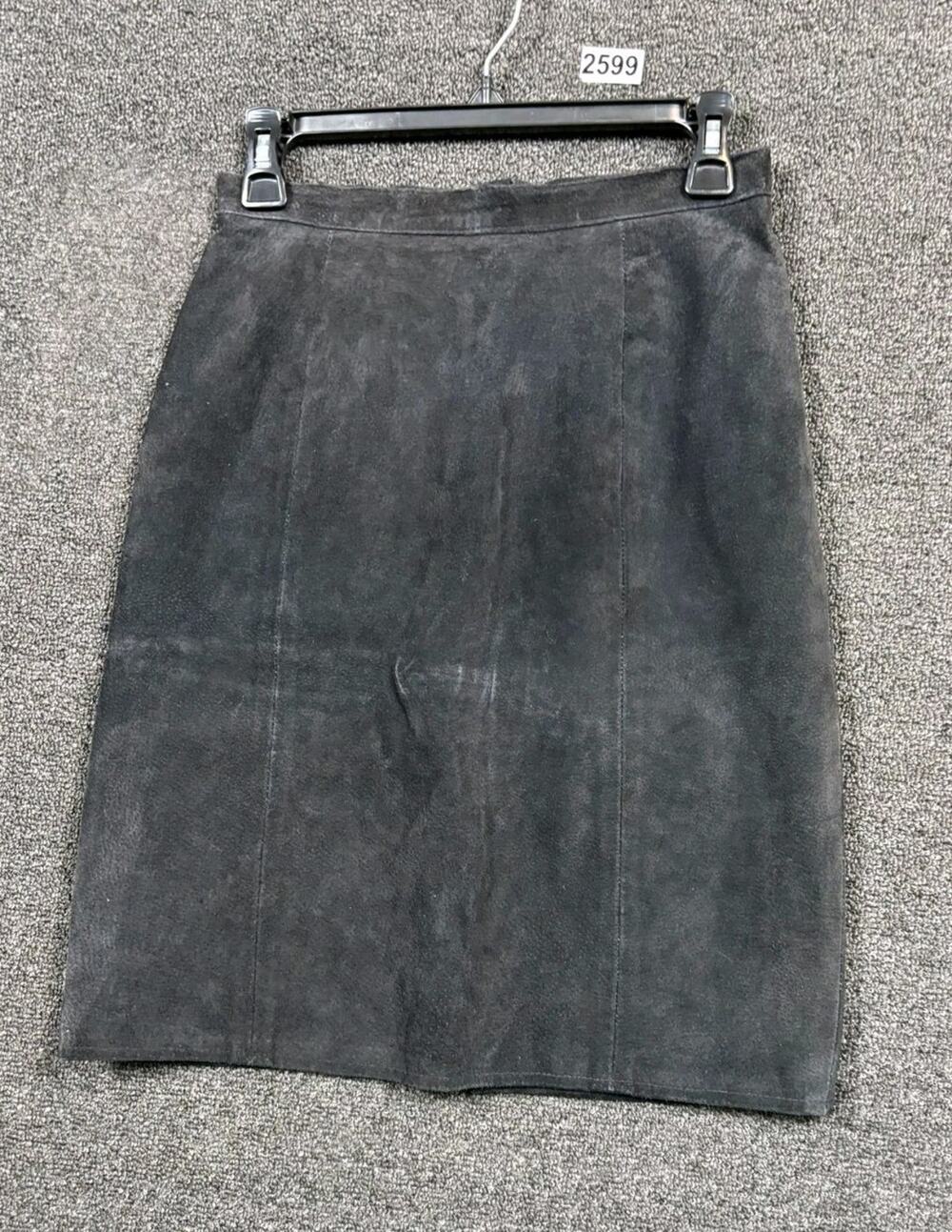 Outer Wear by Phoenix Suede Leather Pencil Skirt Womens Size 8 Black Zipper